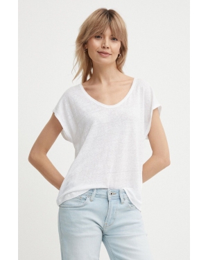 Pepe Jeans t-shirt lniany LOTTIE kolor biały PL505821