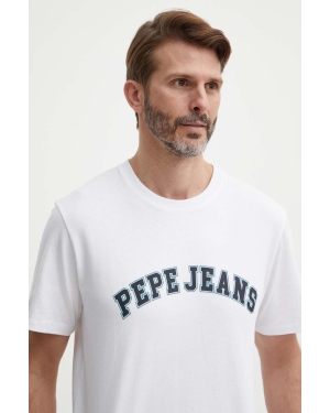 Pepe Jeans t-shirt bawełniany męski kolor beżowy z nadrukiem