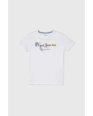 Pepe Jeans t-shirt bawełniany dziecięcy REDELL kolor biały z nadrukiem