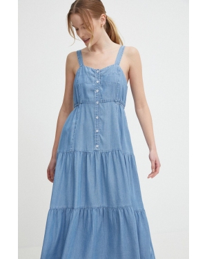 Pepe Jeans sukienka EDITH kolor niebieski midi rozkloszowana PL953483