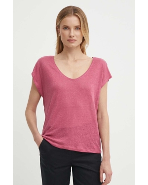 Pepe Jeans t-shirt lniany LOTTIE kolor różowy PL505821