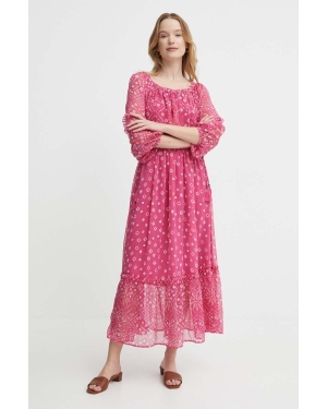 Pepe Jeans sukienka MARLENE kolor różowy midi rozkloszowana PL953469