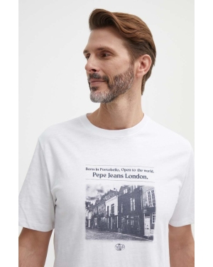 Pepe Jeans t-shirt bawełniany COOPER męski kolor biały z nadrukiem PM509379