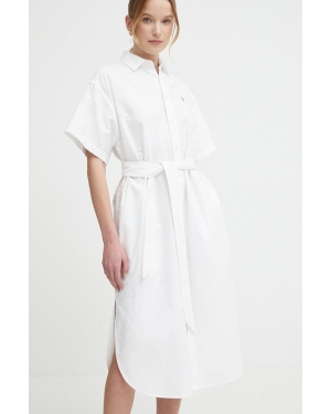 Polo Ralph Lauren sukienka bawełniana kolor biały midi prosta 211935153
