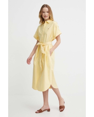 Polo Ralph Lauren sukienka bawełniana kolor żółty midi prosta 211935153