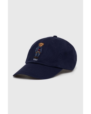 Polo Ralph Lauren czapka z daszkiem bawełniana kolor granatowy z aplikacją 211949925