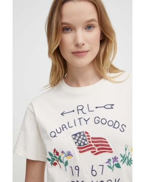 Polo Ralph Lauren t-shirt bawełniany damski kolor beżowy 211935595