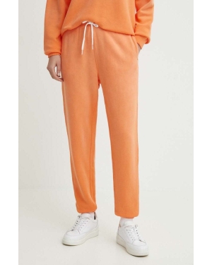 Polo Ralph Lauren spodnie dresowe bawełniane kolor pomarańczowy gładkie 211935585