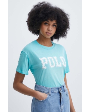 Polo Ralph Lauren t-shirt bawełniany damski kolor turkusowy 211935591