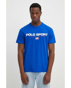 Polo Ralph Lauren t-shirt bawełniany męski kolor niebieski z nadrukiem 710750444