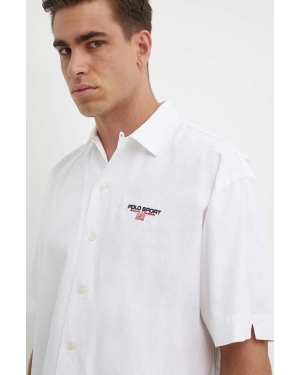 Polo Ralph Lauren koszula bawełniana męska kolor biały relaxed z kołnierzykiem klasycznym 710945727