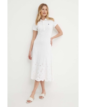 Polo Ralph Lauren sukienka kolor biały maxi rozkloszowana 211935606