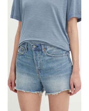 Polo Ralph Lauren szorty jeansowe damskie kolor niebieski gładkie high waist 211934934