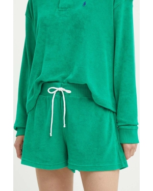 Polo Ralph Lauren szorty damskie kolor zielony gładkie high waist 211936222