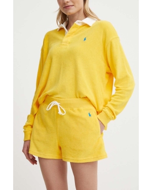 Polo Ralph Lauren szorty damskie kolor żółty gładkie high waist 211936222
