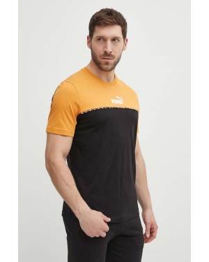 Puma t-shirt bawełniany męski kolor brązowy wzorzysty 673341