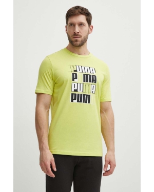 Puma t-shirt bawełniany męski kolor zielony z nadrukiem 678976.