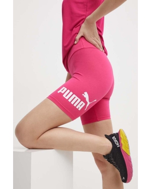 Puma szorty damskie kolor różowy z nadrukiem high waist 848347.
