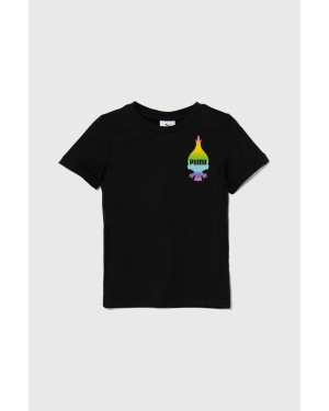 Puma t-shirt bawełniany dziecięcy PUMA X TROLLS Tee kolor czarny wzorzysty