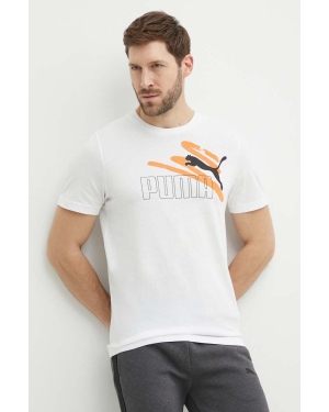 Puma t-shirt bawełniany męski kolor biały z nadrukiem 678988