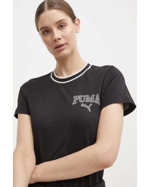 Puma t-shirt bawełniany SQUAD damski kolor czarny 677897