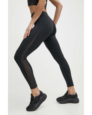 Reebok legginsy do jogi Lux Studio Mesh kolor czarny gładkie 100075376