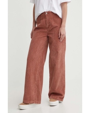Roxy spodnie sztruksowe Winter Around kolor różowy proste high waist ERJNP03547