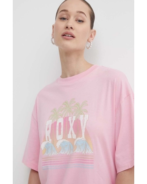 Roxy t-shirt bawełniany damski kolor różowy ERJZT05692