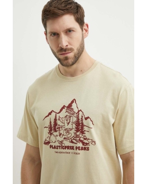 The North Face t-shirt męski kolor beżowy z nadrukiem NF0A87DX3X41