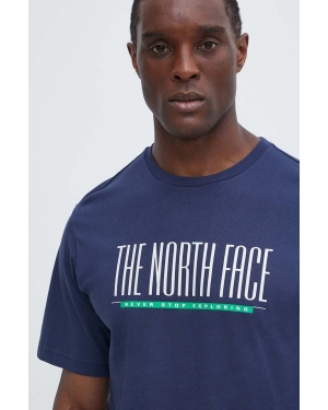 The North Face t-shirt bawełniany męski kolor granatowy z nadrukiem NF0A87E78K21