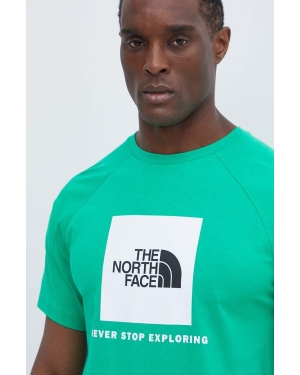 The North Face t-shirt bawełniany męski kolor zielony z nadrukiem NF0A87NJPO81