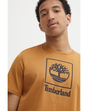 Timberland t-shirt bawełniany męski kolor brązowy z nadrukiem TB0A5QSPP471