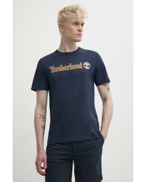 Timberland t-shirt bawełniany męski kolor granatowy z nadrukiem TB0A5UPQ4331
