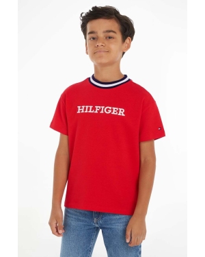 Tommy Hilfiger t-shirt dziecięcy kolor czerwony z nadrukiem