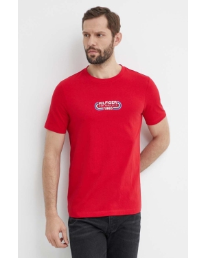 Tommy Hilfiger t-shirt bawełniany męski kolor czerwony z nadrukiem MW0MW34429