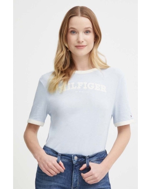 Tommy Hilfiger t-shirt bawełniany damski kolor niebieski WW0WW41208