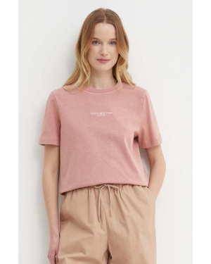 Tommy Hilfiger t-shirt bawełniany damski kolor różowy WW0WW42473