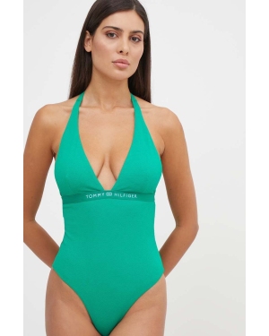 Tommy Hilfiger jednoczęściowy strój kąpielowy kolor zielony miękka miseczka UW0UW05259