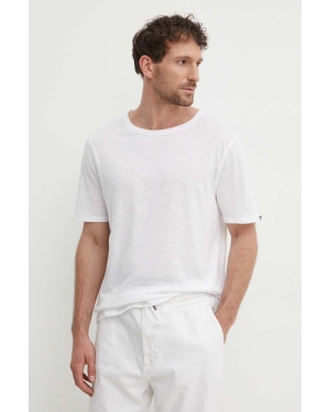 Tommy Hilfiger t-shirt z domieszką lnu kolor biały gładki UM0UM03226