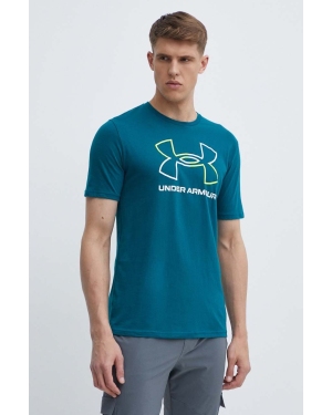 Under Armour t-shirt męski kolor zielony wzorzysty
