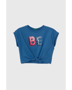United Colors of Benetton t-shirt bawełniany dziecięcy kolor niebieski