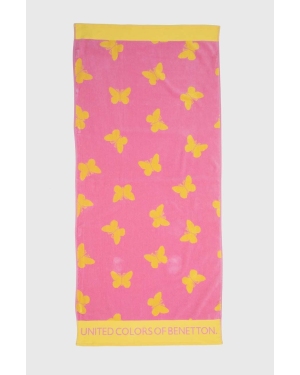 United Colors of Benetton ręcznik bawełniany dziecięcy kolor różowy