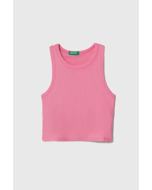 United Colors of Benetton top bawełniany dziecięcy kolor różowy