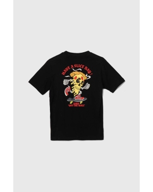 Vans t-shirt bawełniany dziecięcy PIZZA SKULL SS kolor czarny z nadrukiem