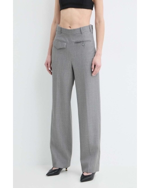 Victoria Beckham spodnie wełniane kolor szary fason chinos high waist 1224WTR005385A