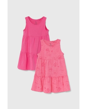 zippy sukienka bawełniana dziecięca 2-pack kolor różowy mini rozkloszowana