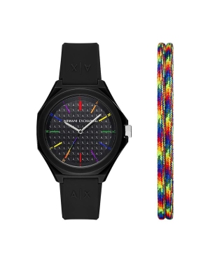Armani Exchange zegarek i bransoletka kolor czarny