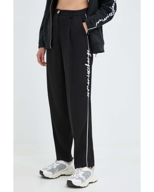 Armani Exchange spodnie damskie kolor czarny proste high waist