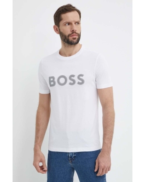 Boss Green t-shirt bawełniany męski kolor biały z nadrukiem 50512866