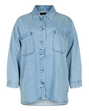 Zizzi Kurtka jeansowa J10960A Błękitny Loose Fit